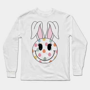 Cute Bunny Ears , Polka Dot Easter Rabbit, Spring Kids Long Sleeve T-Shirt